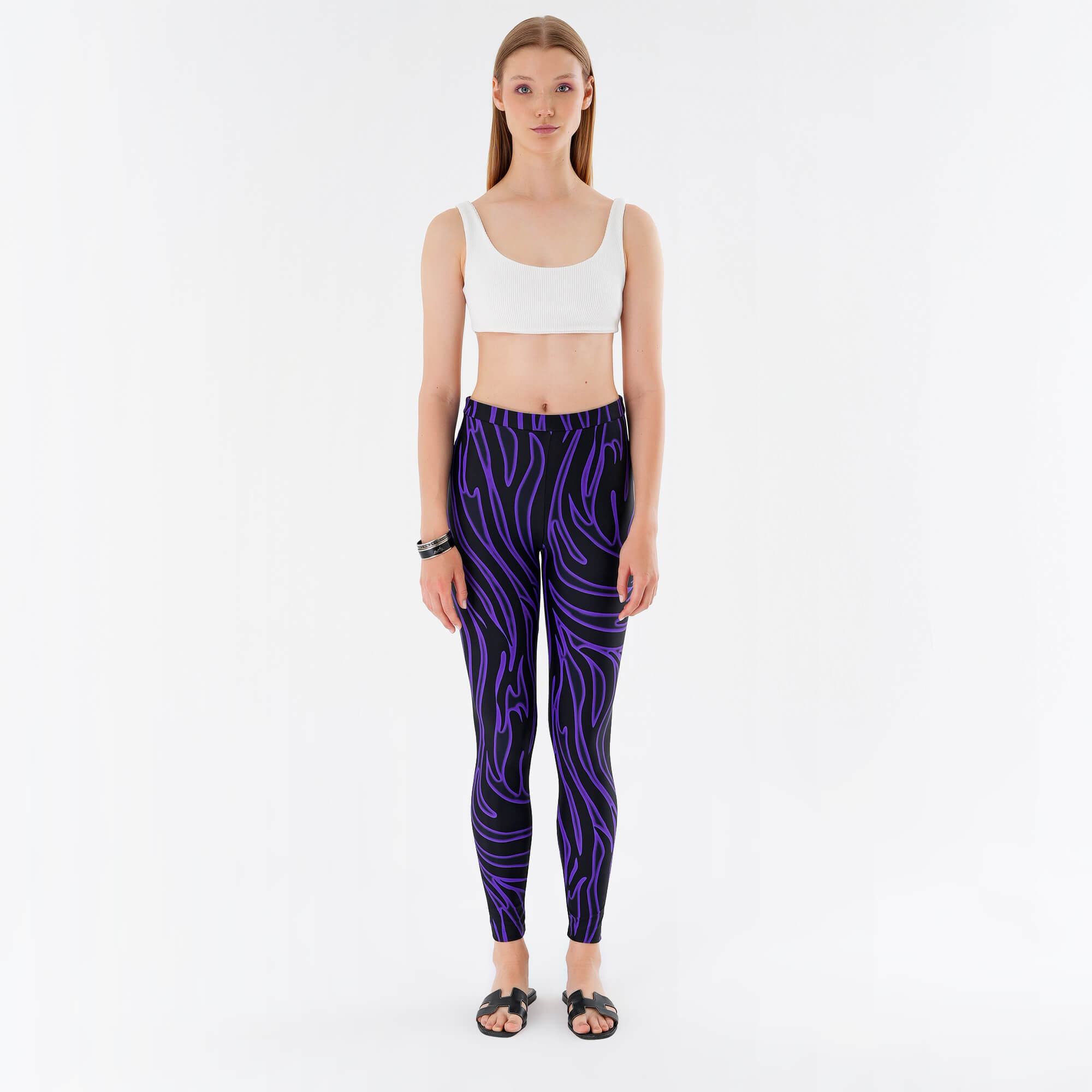 Versace- Purple & Black  Zebra Printed Leggings IT42